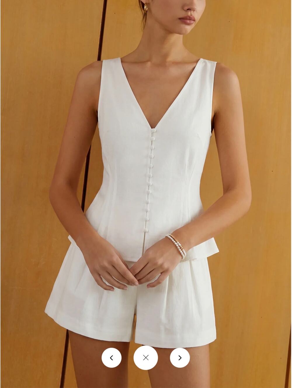 NWT Commense Cotton Linen Peplum Top & Pleated Shorts Set Sz L